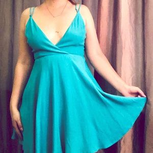 Teal Forever 21 A-Line Cami Dress